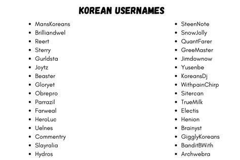 korean usernames|Free Korean Username Generator 